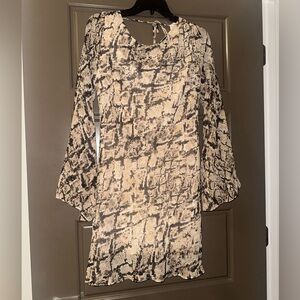 B Darlin Beige and Black Long Sleeve Dress